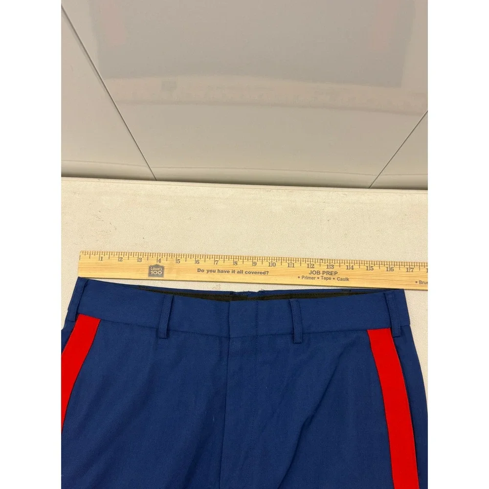 USMC Dress Blues Pants Men 32S Sky Blue Poly Wool Gabardine Red Stripe NCO 8405